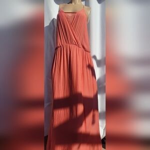Zara Peach Chiffon Maxi Dress - S